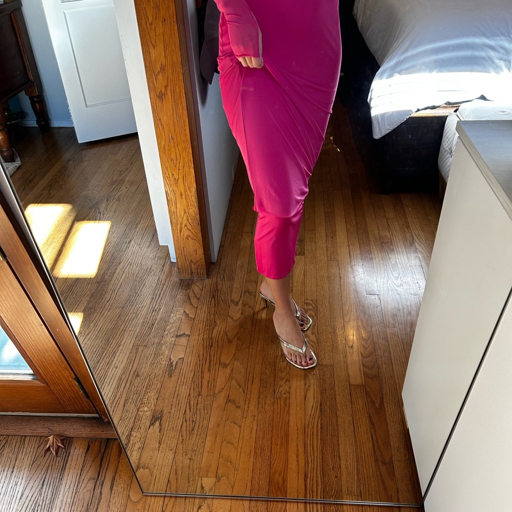 AFRM pink long sleeve mesh dress with slip - Picture 4 of 4